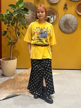 「International Gallery BEAMS（インターナショナルギャラリービームス）の【別注】U/MUSIC × IG / DE LA SOUL グラフィック Tシャツ 26SS（Tシャツ/カットソー、イエロー系）」を使った、BEAMS Fさん（メンズ・170cm）の夏コーディネート