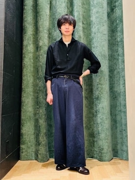 「ORIAN（オリアン）のORIAN / リネンコットン プルオーバー シャツ（シャツ/ブラウス、ブラック系）」を使った、BEAMS Fさん（メンズ・165cm）の夏コーディネート