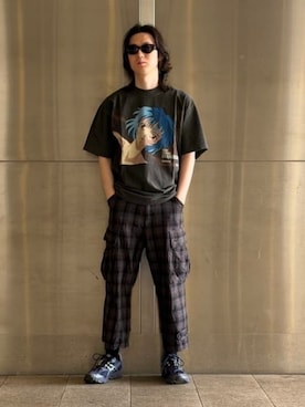 「International Gallery BEAMS（インターナショナルギャラリービームス）のEVANGELION:95 / グラフィック Tシャツ EVA0073（Tシャツ/カットソー、ブラック系）」を使った、BEAMS Fさん（メンズ・165cm）の夏コーディネート