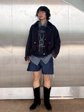 「International Gallery BEAMS（インターナショナルギャラリービームス）の【別注】U/MUSIC × IG / DANIEL JOHNSTON HI,HOW ARE YOU グラフィック スウェット（スウェット、ブラック系）」を使った、BEAMS Fさん（メンズ・174cm）の秋コーディネート