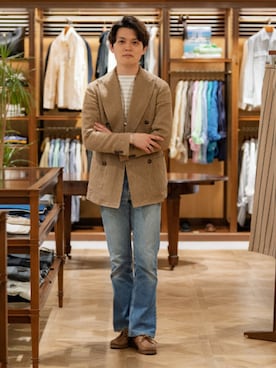 「アイテム（ドレスシューズ、ベージュ系）」を使った、BEAMS Fさん（メンズ・175cm）の秋コーディネート