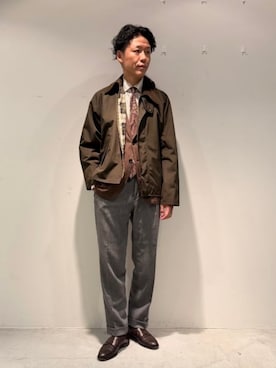 「BEAMS F（ビームスエフ）の【別注】Barbour / TRANSPORT ピーチスキン ジャケット（ブルゾン、グリーン系）」を使った、BEAMS Fさん（メンズ・174cm）の秋コーディネート