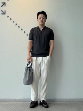 「JOHN SMEDLEY（ジョンスメドレー）のアイテム（トップス）」を使った、BEAMS Fさん（メンズ・168cm）の夏コーディネート