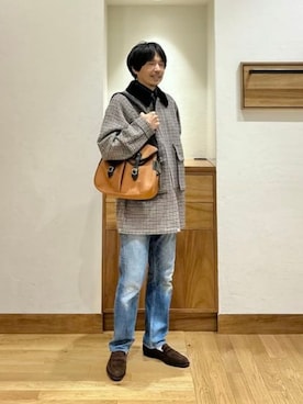 「BEAMS F（ビームスエフ）の【別注】Traditional Weatherwear / ELTON ミックスファブリック ガンクラブチェック ジャケット（その他アウター、ブラウン系）」を使った、BEAMS Fさん（メンズ・174cm）の秋コーディネート