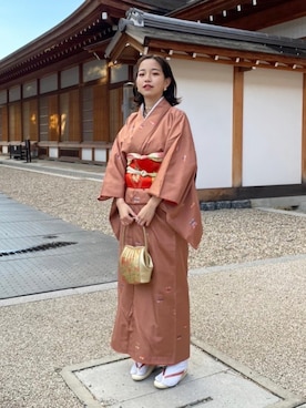 「着物」｜「アイテム（ワンピース/ドレス）」を使った、22yamapさん（レディース・152cm）の冬コーディネート