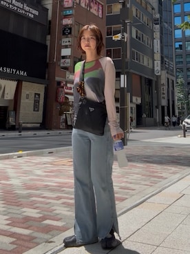 「PRADA（プラダ）のアイテム（バッグ）」を使った、22yamapさん（レディース・153cm）の夏コーディネート