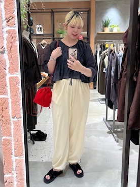 「アイテム（バッグ、レッド系）」を使った、みおちんさん（レディース・167cm）の夏コーディネート