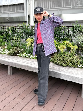 「DANTON（ダントン）のアイテム（キャップ）」を使った、TSUNEKAWAさん（メンズ・177cm）の秋コーディネート