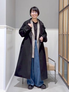 「アイテム（ステンカラーコート）」を使った、おふくさん（レディース・158cm・40代）の冬コーディネート