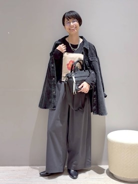 「LEPSIM（レプシィム）のファーライニングミュール　1049230（その他シューズ、ブラック系）」を使った、おふくさん（レディース）の秋コーディネート