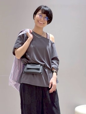 「LEPSIM（レプシィム）のアイテム（トートバッグ）」を使った、おふくさん（レディース・158cm）の夏コーディネート