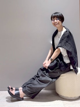 「LEPSIM（レプシィム）の【産前・産後対応】マタニティ／ケロッグプリントTSS　1032068（マタニティウェア/グッズ、ホワイト系）」を使った、おふくさん（レディース）の夏コーディネート