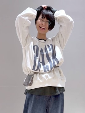 「LEPSIM（レプシィム）のMOUL／バレルデニムパンツ　1066553（デニムパンツ、ブルー系）」を使った、おふくさん（レディース）の秋コーディネート