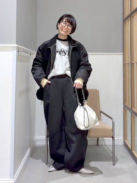 「アイテム（スウェットパンツ）」を使った、おふくさん（レディース・158cm・30代）の冬コーディネート