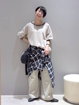 「LEPSIM（レプシィム）のヴィンテージコーデュロイパンツ　1047013（その他パンツ、ベージュ系）」を使った、おふくさん（レディース）の秋コーディネート