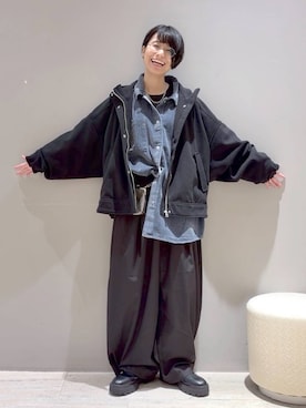 「LEPSIM（レプシィム）の【Warmth】メルトンブルゾン　1023250（ブルゾン、ブラック系）」を使った、おふくさん（レディース）の秋コーディネート
