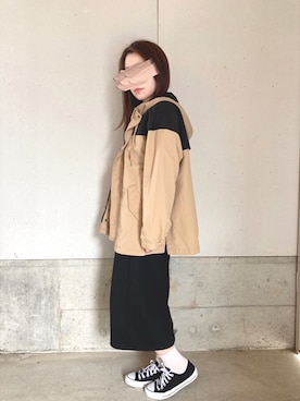 「ナロースカート」｜「アイテム（マウンテンパーカー）」を使った、iさん（レディース・154cm）の春コーディネート