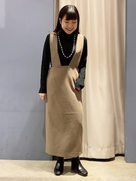 「AMERICAN HOLIC」｜「アイテム（ジャンパースカート）」を使った、ゆいさん（レディース・156cm）の冬コーディネート