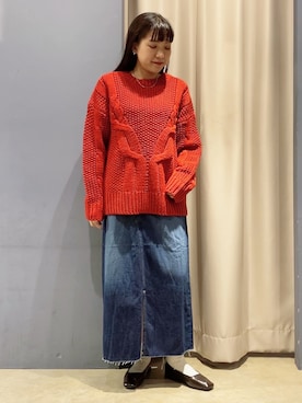 「AMERICAN HOLIC（アメリカンホリック）のふっくらクッションスクエアフラットシューズ（パンプス）」を使った、ゆいさん（レディース・156cm）の秋コーディネート