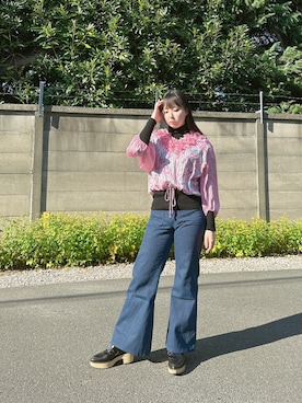 「古着好きな人と繋がりたい」｜「アイテム（その他シューズ）」を使った、ちゃんまみさん（レディース・163cm）の秋コーディネート