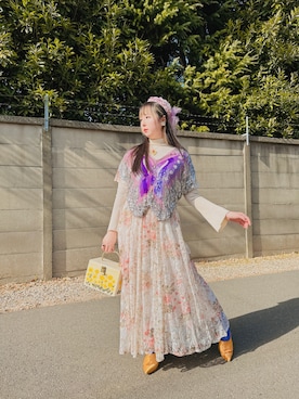 「古着好きな人と繋がりたい」｜「アイテム（パンプス）」を使った、ちゃんまみさん（レディース・163cm）の春コーディネート