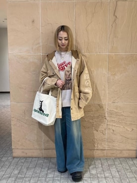 「ワイドパンツ 」｜「アイテム（ジャケット/アウター）」を使った、rairaiさん（レディース・159cm）の冬コーディネート