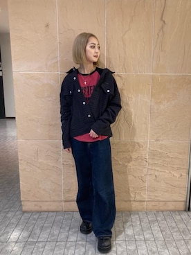 「ワイドパンツ 」｜「アイテム（ジャケット/アウター）」を使った、rairaiさん（レディース・159cm）の春コーディネート