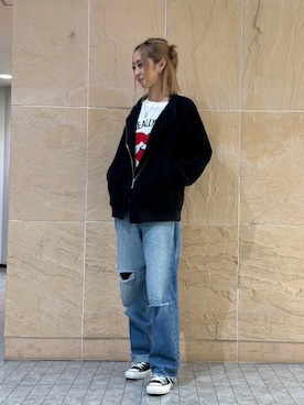 「アイテム（その他アウター、ブラック系）」を使った、rairaiさん（レディース・159cm）の秋コーディネート