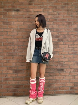 「アイテム（デニムスカート）」を使った、rairaiさん（レディース・159cm）の秋コーディネート