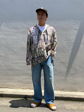 「アイテム（パーカー、グリーン系）」を使った、今倉さん（メンズ・167cm）の夏コーディネート