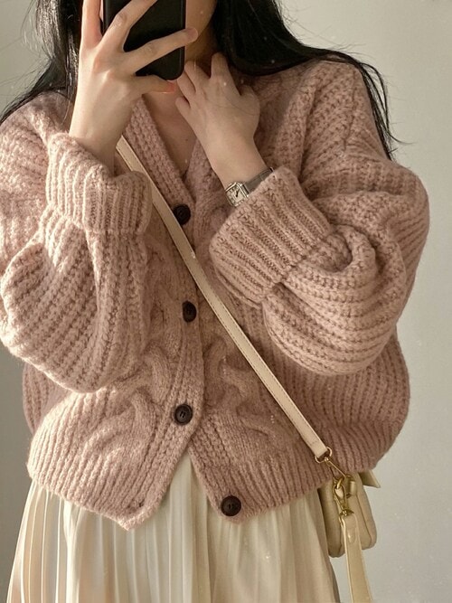 セール】ケーブルニットカーディガン（カーディガン/ボレロ）｜Girly