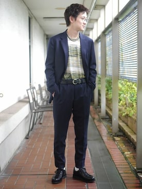 「Paraboot（パラブーツ）のアイテム（その他シューズ）」を使った、EDIFICE OFFICIALさん（メンズ・173cm）の秋コーディネート