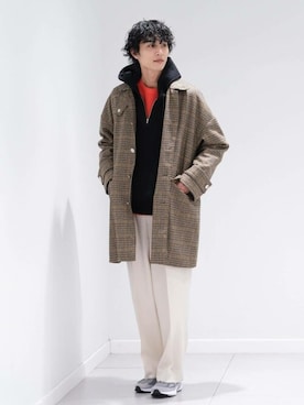「MACKINTOSH」｜「アイテム（ステンカラーコート）」を使った、EDIFICE OFFICIALさん（メンズ・182cm）の秋コーディネート