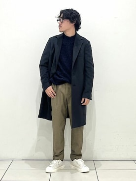 「EDIFICE（エディフィス）のアイテム（チェスターコート）」を使った、EDIFICE OFFICIALさん（メンズ・164cm）の秋コーディネート