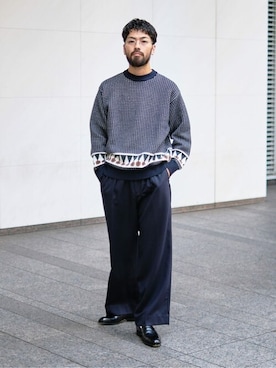 「EDIFICE LA BOUCLE（エディフィスラブークル）のアイテム（トップス）」を使った、EDIFICE OFFICIALさん（メンズ・176cm）の秋コーディネート