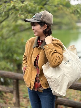「L.L.Bean（エルエルビーン）のアイテム（トートバッグ）」を使った、014117さん（レディース・164cm）の秋コーディネート