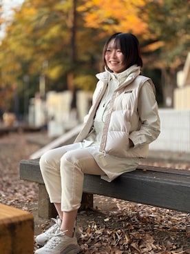 「アイテム（ダウンベスト）」を使った、014117さん（レディース・164cm）の秋コーディネート