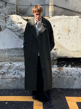 「アイテム（ステンカラーコート）」を使った、YOSHIさん（メンズ・170cm）の秋コーディネート