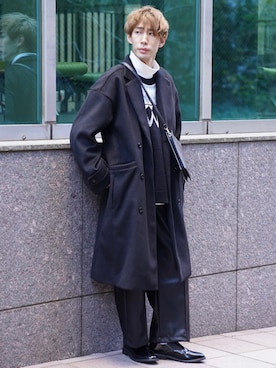 「CASPER JOHN（キャスパージョン）のアイテム（チェスターコート）」を使った、YOSHIさん（メンズ・171cm）の冬コーディネート