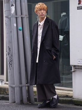 「CASPER JOHN（キャスパージョン）のアイテム（チェスターコート）」を使った、YOSHIさん（メンズ・171cm）の秋コーディネート