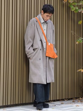 「CASPER JOHN（キャスパージョン）のアイテム（チェスターコート）」を使った、YOSHIさん（メンズ・171cm）の冬コーディネート