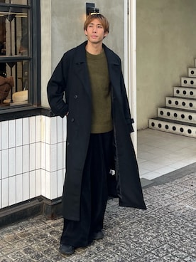 「アイテム（ステンカラーコート）」を使った、YOSHIさん（メンズ・170cm）の秋コーディネート