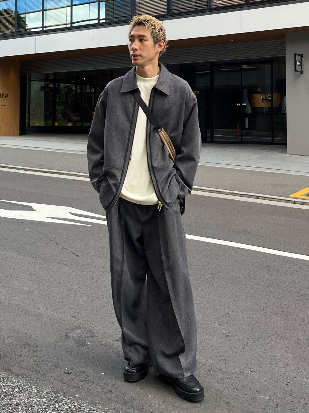 Casper John ジップシャツ　ワイドスラックス　セットアップ Casper John ジップシャツワイドスラックスセットアップ
