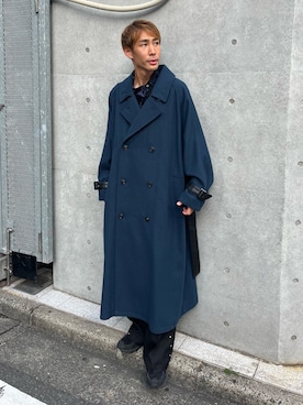 「アイテム（ステンカラーコート）」を使った、YOSHIさん（メンズ・170cm）の秋コーディネート