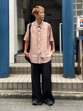 「CASPER JOHN（キャスパージョン）のアイテム（スラックス）」を使った、YOSHIさん（メンズ・170cm）の夏コーディネート