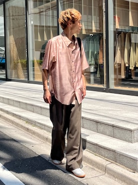 「CASPER JOHN（キャスパージョン）のアイテム（スラックス）」を使った、YOSHIさん（メンズ・170cm）の夏コーディネート