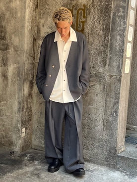 「CASPER JOHN（キャスパージョン）のアイテム（ノーカラージャケット）」を使った、YOSHIさん（メンズ・171cm）の夏コーディネート
