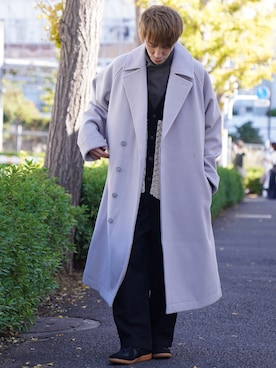 「ジャーマントレーナー」｜「アイテム（チェスターコート）」を使った、YOSHIさん（メンズ・171cm）の冬コーディネート