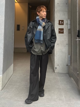 「アイテム（トレンチコート）」を使った、YOSHIさん（メンズ・171cm）の冬コーディネート