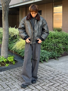 「アイテム（MA-1）」を使った、YOSHIさん（メンズ・170cm）の秋コーディネート